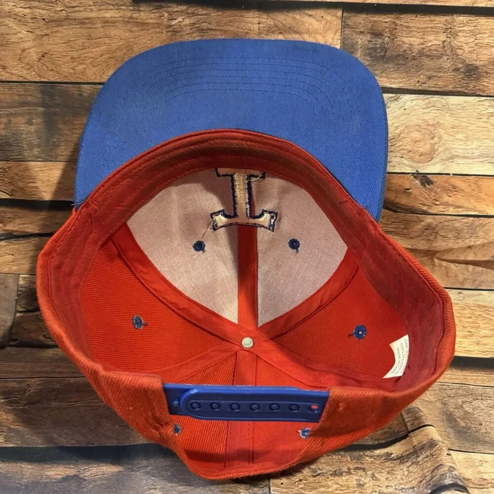 Texas Rangers Hat Vintage Style Red Blue Block T Logo Retro MLB Snapback Cap